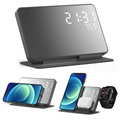 4-in-1 Digital Alarm Clock with Wireless Charger - 15W - Black