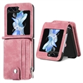 Samsung Galaxy Z Flip5 Retro Coated Case with Wallet - Pink