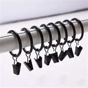 10-Piece Heavy-Duty Shower-Curtain Rings with Clips - Black