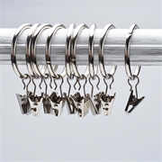 10-Piece Heavy-Duty Shower-Curtain Rings with Clips - Silver