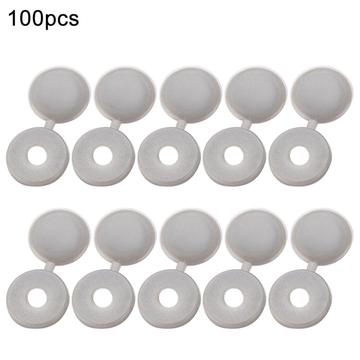 100 Pcs. Hinged Plastic Screw Cover Caps - Light Grey