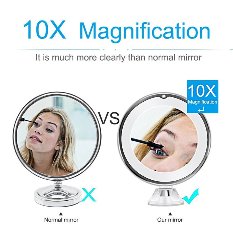10X Magnification LED Mirror 8inch Makeup Mirror with Suction Cup