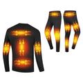13-Zone Electric Heated Thermal Underwear Set - XL - Black