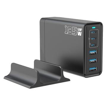135W GaN Desktop Charger / 6-Port High-Speed Charging Station - 3x USB-C, 3x USB-A