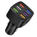 Multi-Port Fast Car Charger BK-360 - 6xUSB-A, 15A - Black