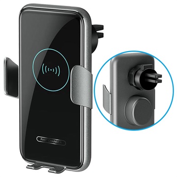 2-in-1 Car Holder with Wireless Charger V8 - 15W - Black