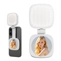 2-in-1 Magnetic LED Selfie Fill Light with Makeup Mirror - White