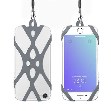 2-in-1 Neck Strap w. Silicone Case for Smartphone - 6.5" - Grey