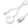 2-in-1 USB-A Charging Cable for iPhone and Apple Watch - 1m - White