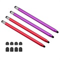 2-in-1 Universal Capacitive Stylus Pen - 4 Pcs. - Red / Purple