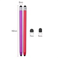 2-in-1 Universal Capacitive Stylus Pen - 4 Pcs. - Red / Purple