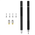 2-in-1 Universal Capacitive Touchscreen Stylus Pen - 2 Pcs. - Black