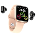 2-in-1 Waterproof Smart Watch & TWS Earphones X5 (Open Box - Excellent) - Rose Gold