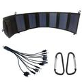 20W Foldable Dual-USB Solar Charger with 10-in-1 Charging Cable - Black