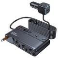 228W 9-in-1 Car Charger with Fast-Charging Cigarette Lighter Splitter with Independent Switches & LED Display - Black