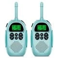 2Pcs DJ100 Children Walkie Talkie Toys Kids Interphone Mini Handheld Transceiver 3KM Range UHF Radio with Lanyard - Blue+Blue
