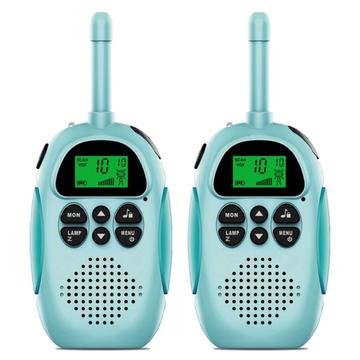 2Pcs DJ100 Children Walkie Talkie Toys Kids Interphone Mini Handheld Transceiver 3KM Range UHF Radio with Lanyard