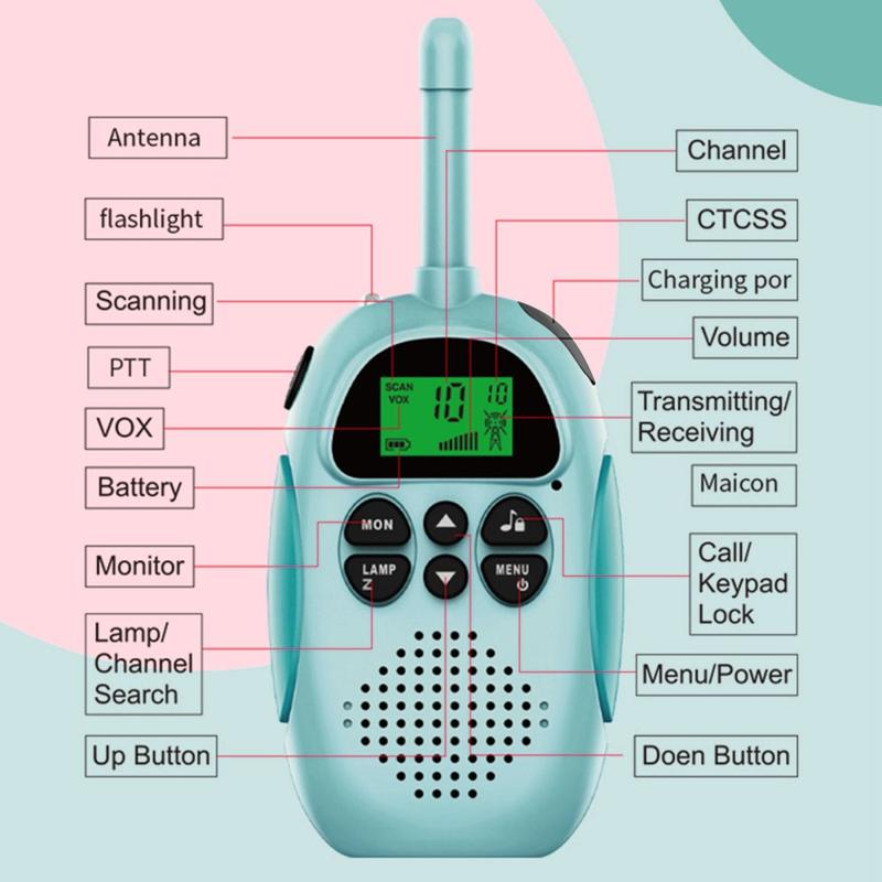 2Pcs DJ100 Children Walkie Talkie Toys Kids Interphone Mini Handheld