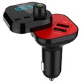 2xUSB Car Charger & Bluetooth FM Transmitter BT62 - Black / Red