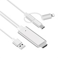 3-in-1 HDMI Cable - Lightning, Type-C, MicroUSB