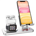 3-in-1 180 Degree Rotating Charging Stand - Silver