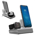 3-in-1 Aluminum Alloy Charging Station - iPhone, Apple Watch, AirPods - Grey