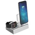 3-in-1 Aluminum Alloy Charging Station - iPhone, Apple Watch, AirPods - Silver