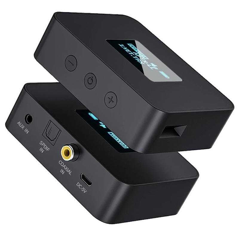 masker meloen Vooruit 3-in-1 Bluetooth Audio Transmitter with LCD Screen - Black