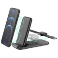 3-in-1 Foldable Wireless Charging Station HS-V8 - Black