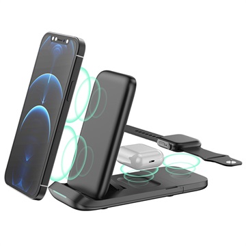 3-in-1 Foldable Wireless Charging Station HS-V8 - Black