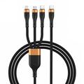 3-in-1 USB-C Charging Cable - Micro USB, USB-C and Lightning - 1.2m - Gold / Black