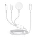 3-in-1 USB-C Charging Cable to USB-C, Lightning, Apple Watch Wireless Charger - 1m - White
