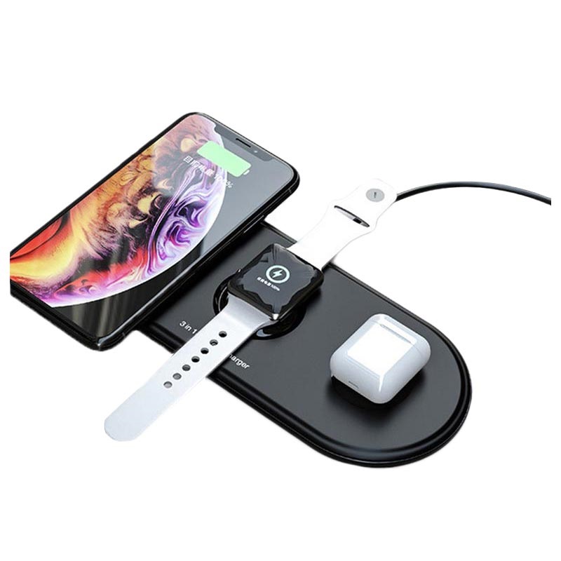 3 In 1 Wireless Charger For Iphone Apple Watch And Airpods W41 Black