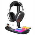 3-in-1 Wireless Charging Station with Headphones Stand B-15A