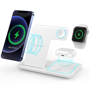 3-in-1 Portable Wireless Charging Station - Apple Watch, iPhone, AirPods - White