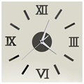 3D Decorative DIY Mirror Wall Clock - Black