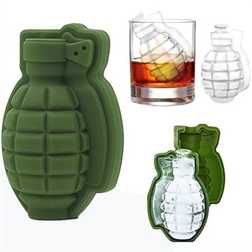 Silicone 3D Grenade Shape Ice Cube Tray - Green