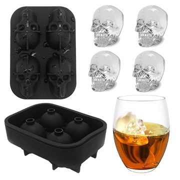 Silicone 3D Skull Shape Ice Cube Mold - Black