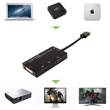 4-in-1 HDMI / DVI, VGA, 3.5mm Audio, HDMI Adapter - Black
