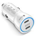 40W Dual USB-C PD Fast Car Charger with LED Light Ring - White