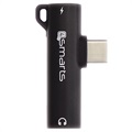 4smarts SoundSplit Mini Dual USB-C / 3.5mm Adapter - Black