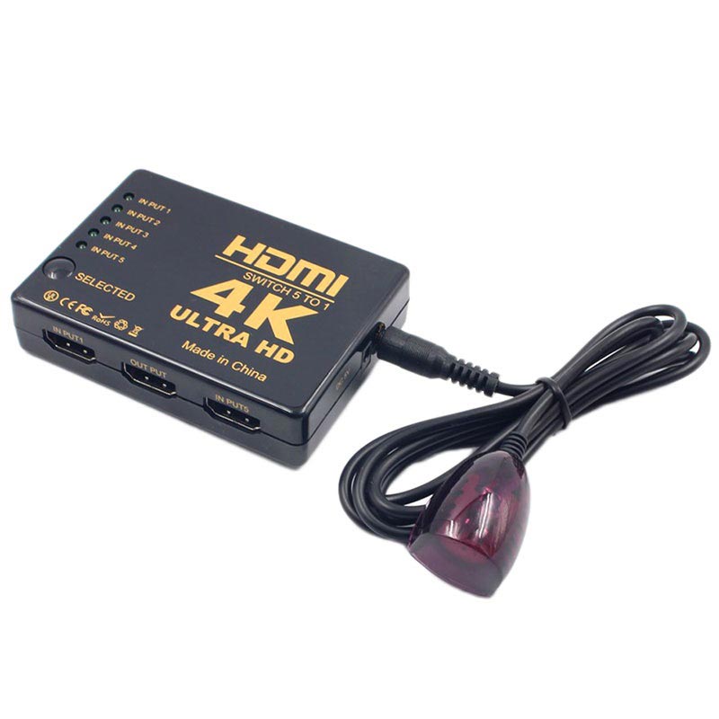 Switch Hdmi 5 A 1 Con Control Remoto - Ultra Hd 4k 3d