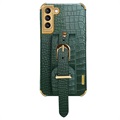 6D Crocodile Samsung Galaxy S21 5G Case with Hand Strap - Green
