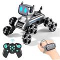 8-Wheel Robot Dog Toy with LED Display, Remote and Gesture Control - Silver
