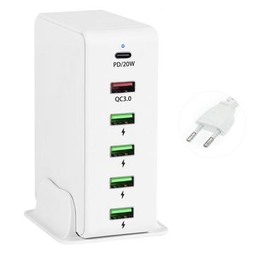 818PD Multi-Port Charging Station - PD 20W / QC3.0, 65W - White