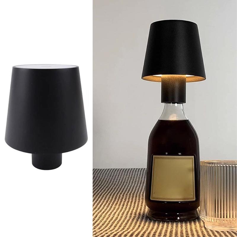 Wireless Bottle Lamp LED Wine Bottle Base Rechargeable Vases Led Light Battery Operated Bar Dining Mushroom Lamp Holder Decor