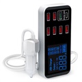 9-Port Car Charger with LCD Display WLX-A9S+ - 7xUSB, QC3.0 USB, PD USB-C - 40W