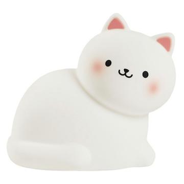 A068 Cute Cat Silicone Night Light with Tap Control & RGB - White