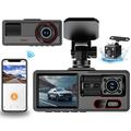 A16 3-Channel Dash Cam - 1080p Front, 720p Cabin/Rear, WiFi, G-Sensor - Black
