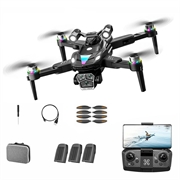 A168 Brushless RC Drone with 8K Dual Cameras, Optical Flow - Black